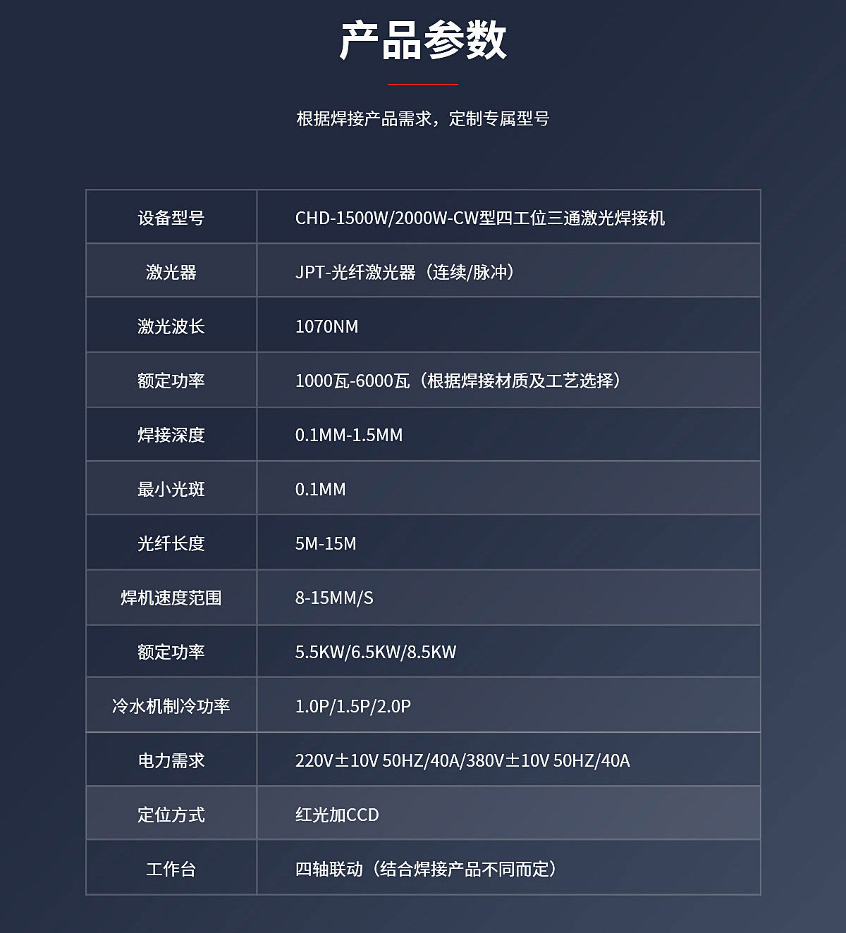 四工位三通激光焊接機(jī)配置參數(shù)